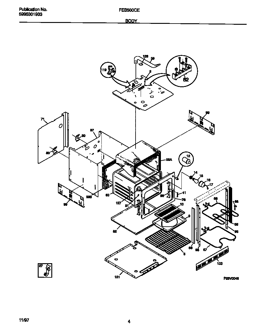 Frigidaire FEB500CESC body diagram