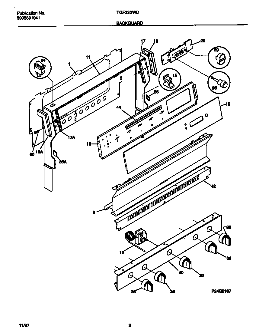 Tappan TGF330WCDE backguard diagram