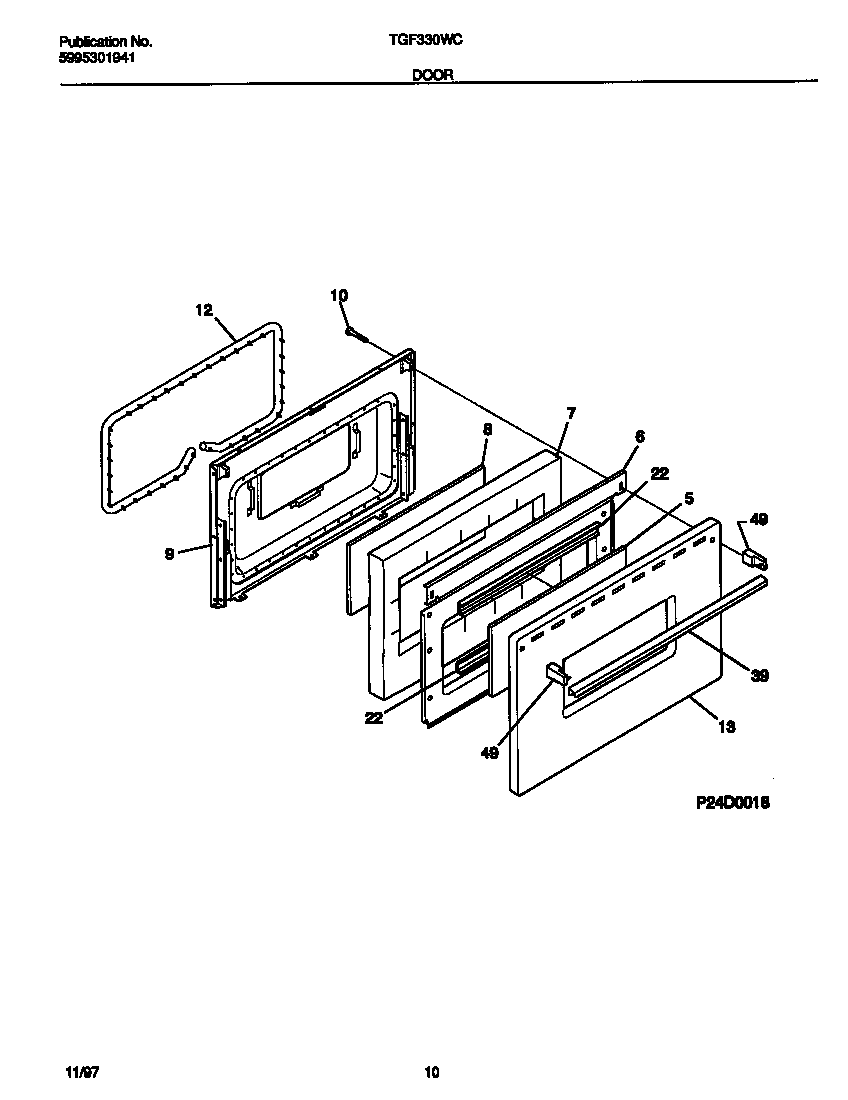 Tappan TGF330WCDE door diagram
