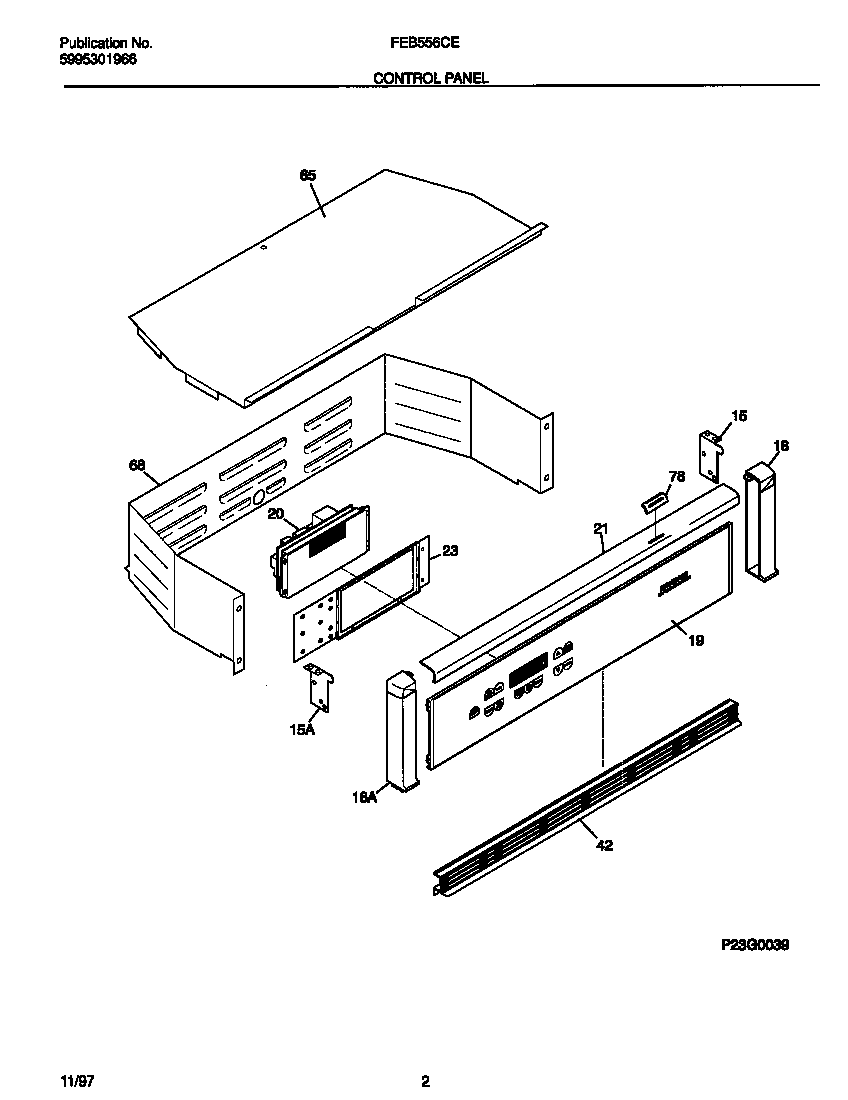 Frigidaire FEB556CESE control panel diagram