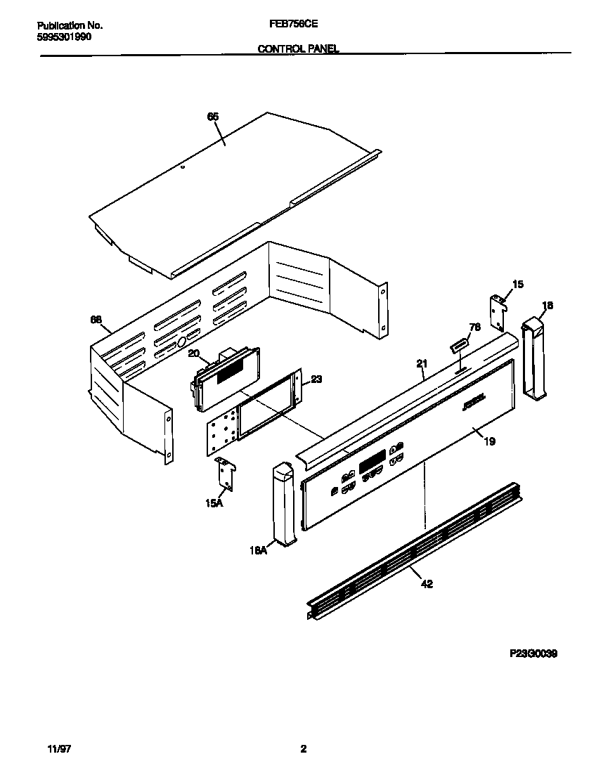 Frigidaire FEB756CETD control panel diagram