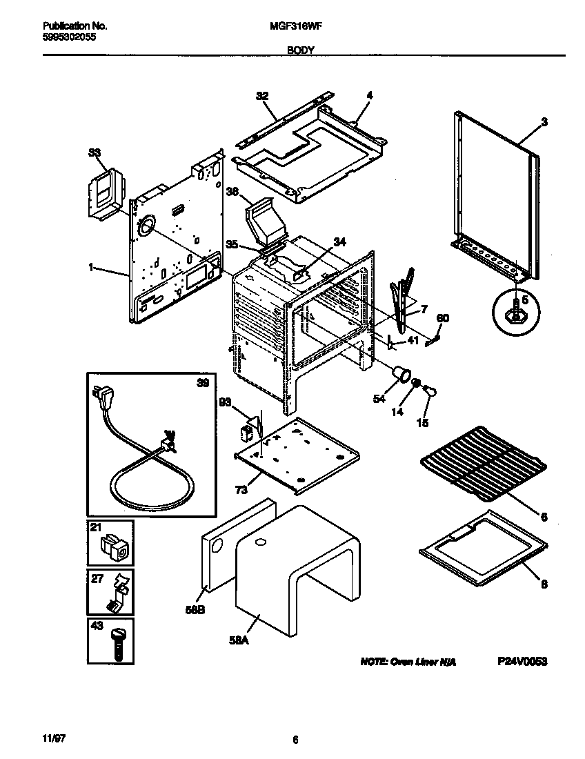 Universal/Multiflex (Frigidaire) MGF316WFSC body diagram