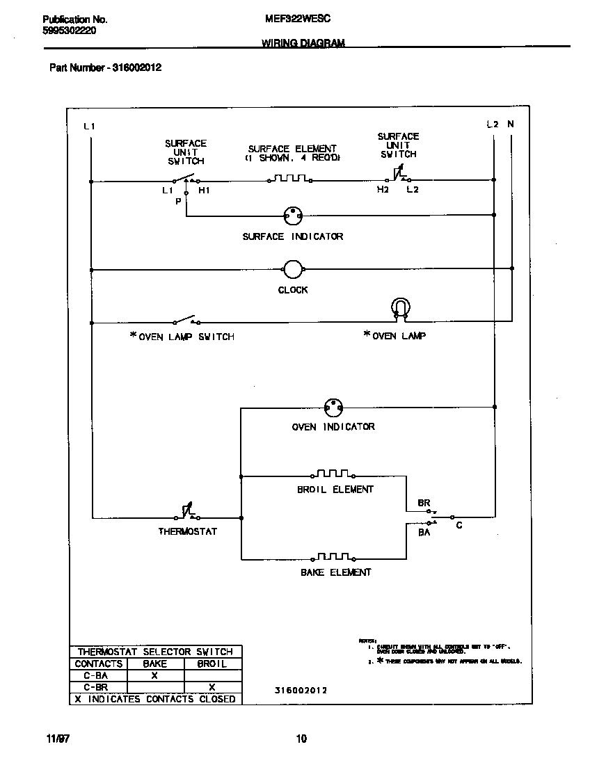 Universal/Multiflex (Frigidaire) MEF322WESC wiring diagram diagram