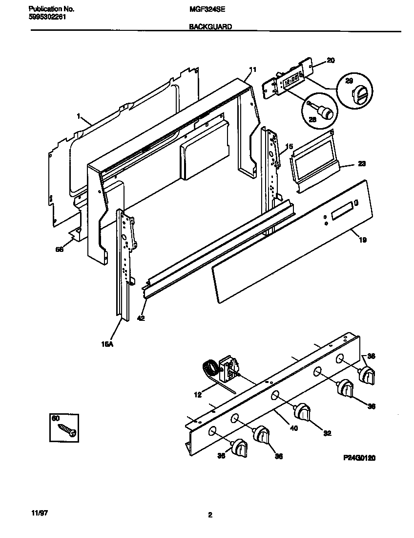 Universal/Multiflex (Frigidaire) MGF324SEDD backguard diagram