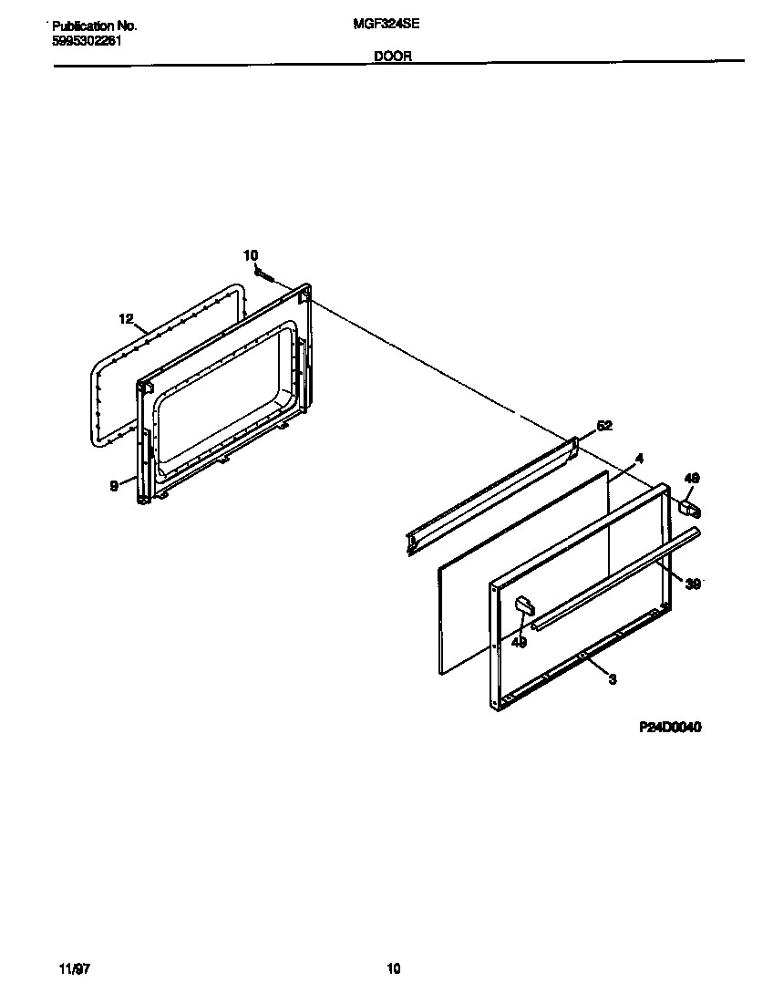 Universal/Multiflex (Frigidaire) MGF324SEDD door diagram