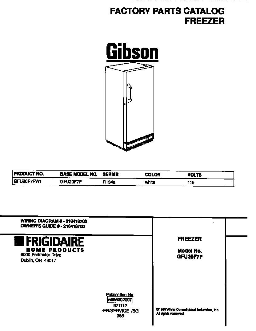 Gibson GFU20F7FW1 cover diagram