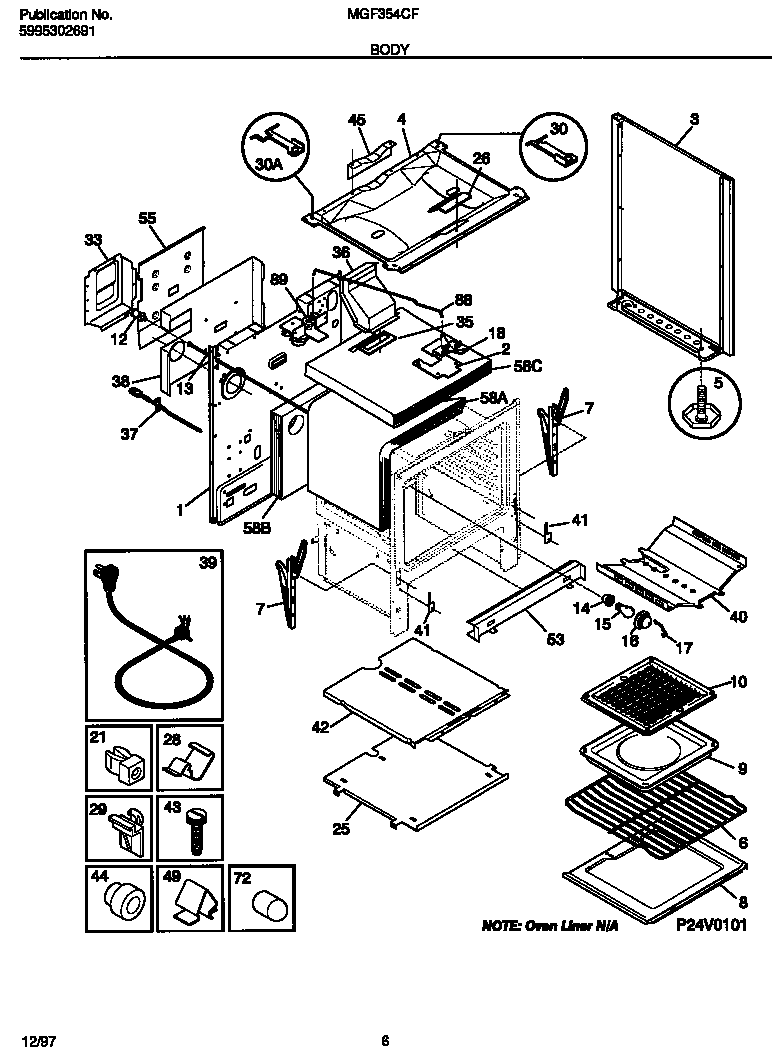 Universal/Multiflex (Frigidaire) MGF354CFSC body diagram