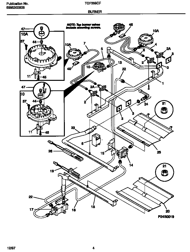 Tappan TGF366CFTA burner diagram
