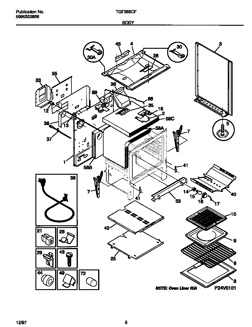 Tappan TGF366CFTA body diagram