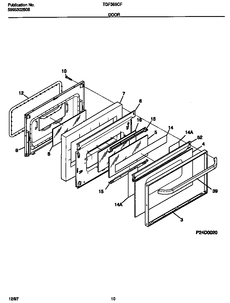 Tappan TGF366CFTA door diagram