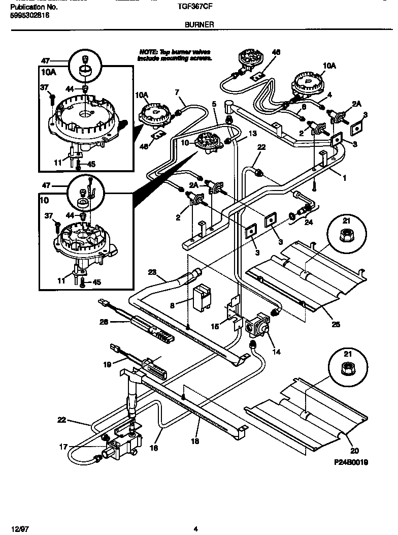 Tappan TGF367CFTA burner diagram