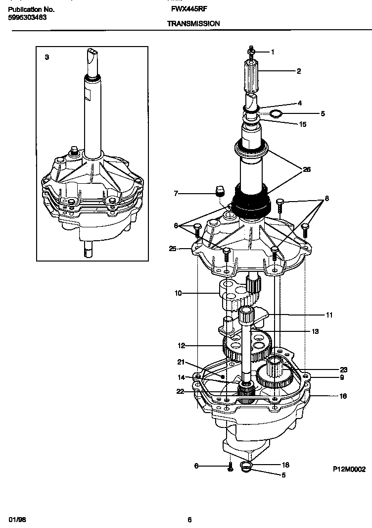 Frigidaire FWX445RFS0 transmission diagram