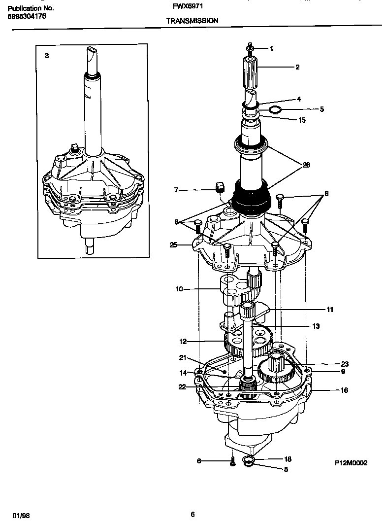 Frigidaire FWX6971EW2 transmission diagram