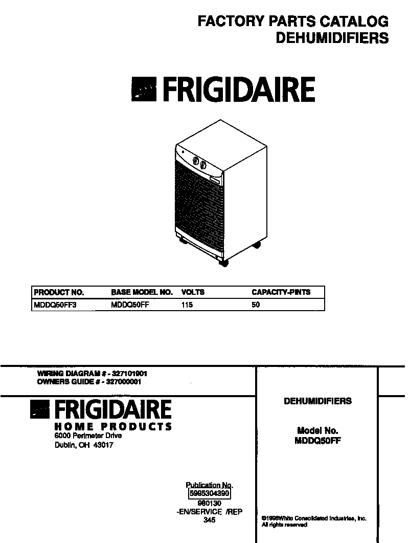 Frigidaire MDDQ50FF3 cover diagram