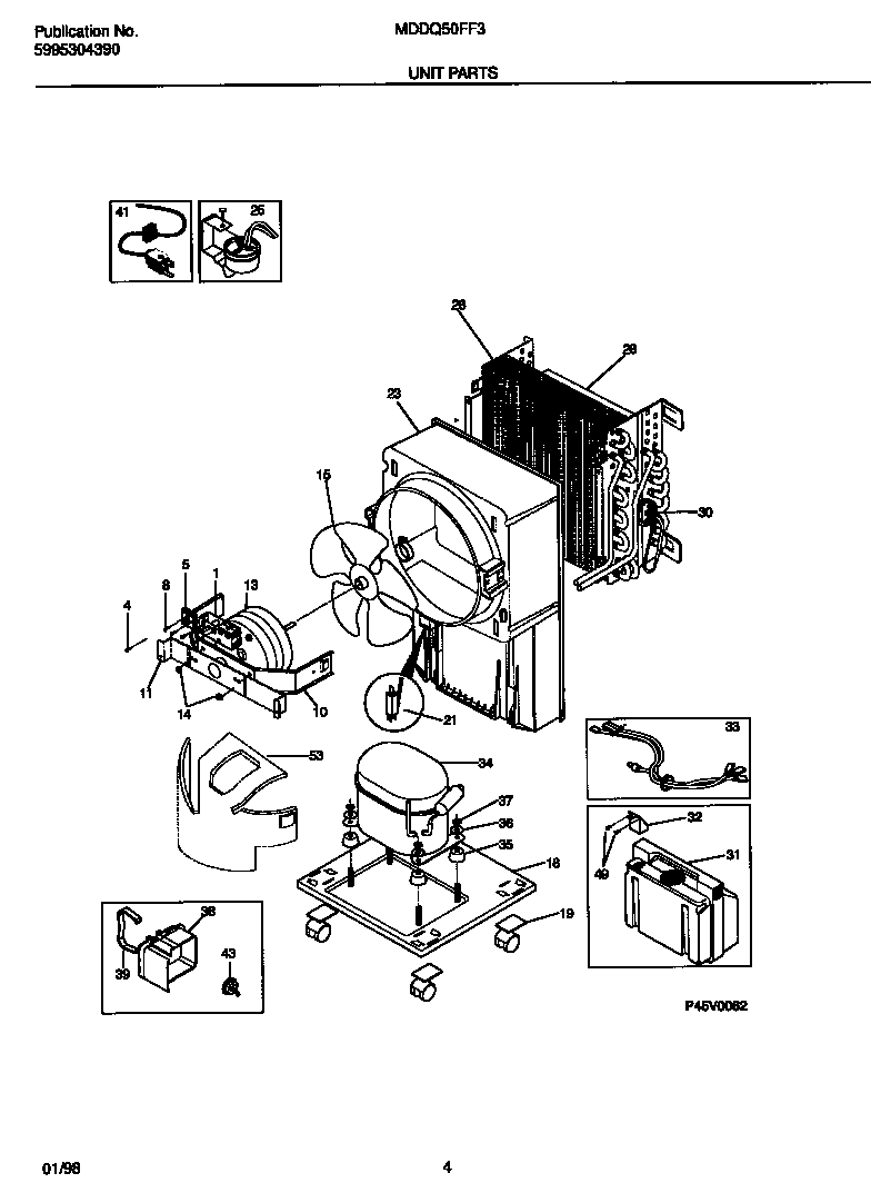 Frigidaire MDDQ50FF3 unit parts diagram