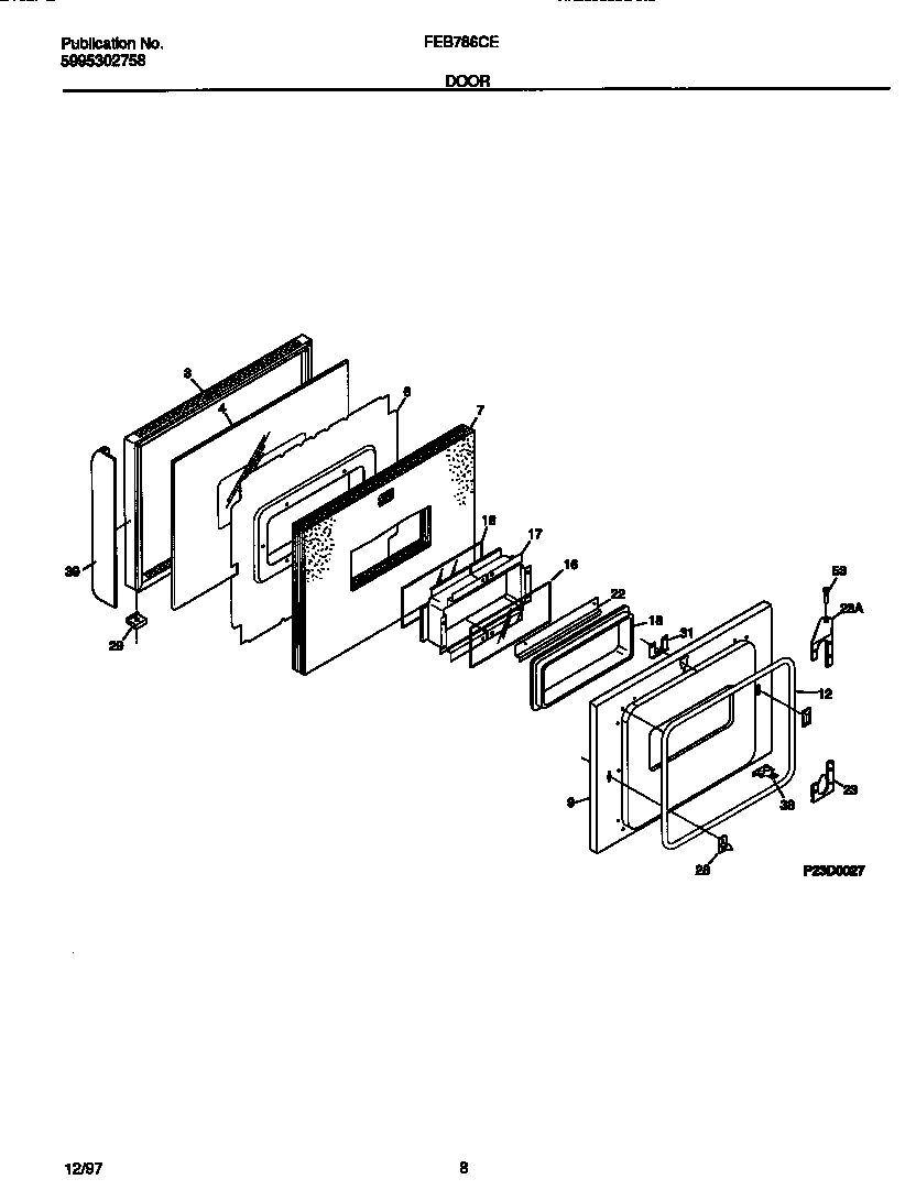 Frigidaire FEB786CEBF door diagram