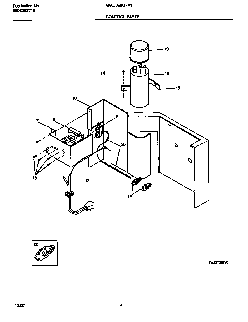 White-Westinghouse WAC052G7A1 control  parts diagram