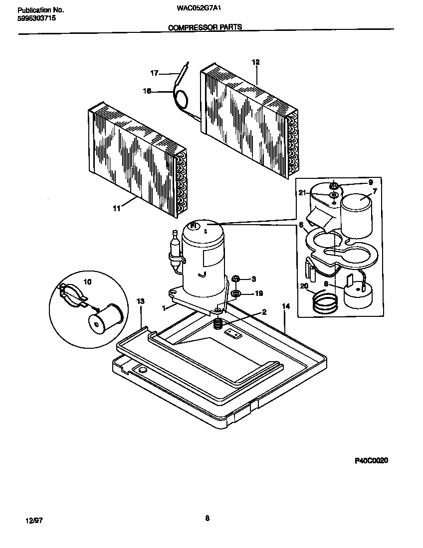 White-Westinghouse WAC052G7A1 compressor  parts diagram