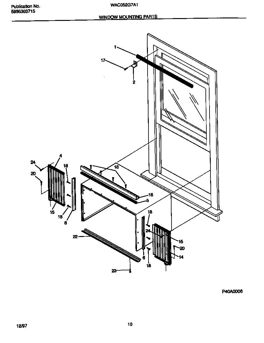 White-Westinghouse WAC052G7A1 window  mounting  parts diagram