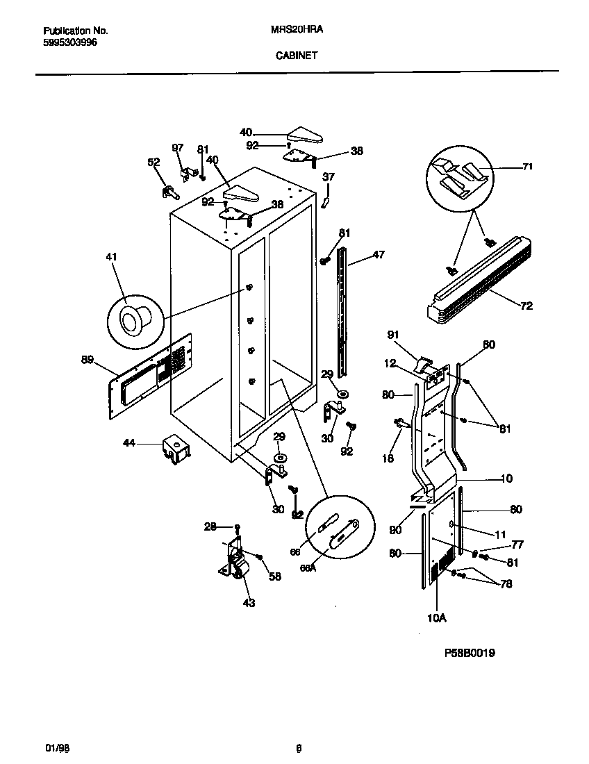 Universal/Multiflex (Frigidaire) MRS20HRAD8 cabinet diagram
