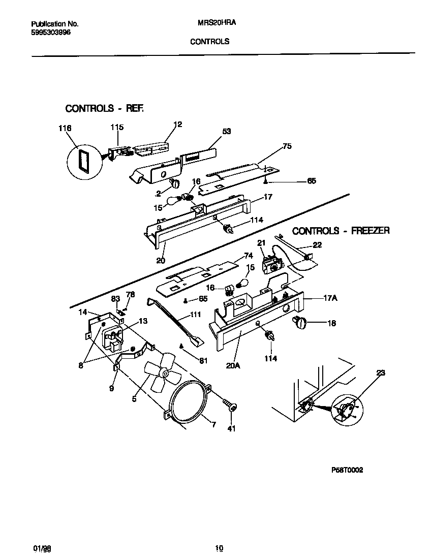 Universal/Multiflex (Frigidaire) MRS20HRAD8 controls diagram