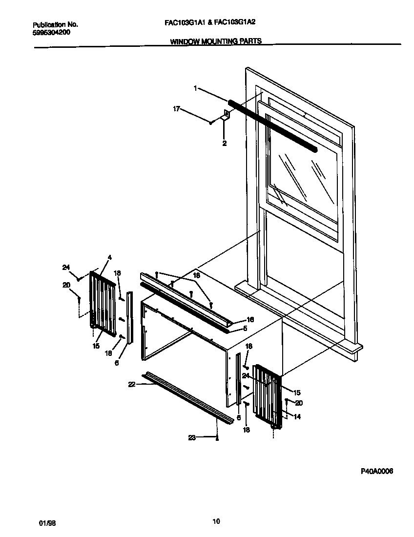 Frigidaire FAC103G1A2 window  mounting  parts diagram