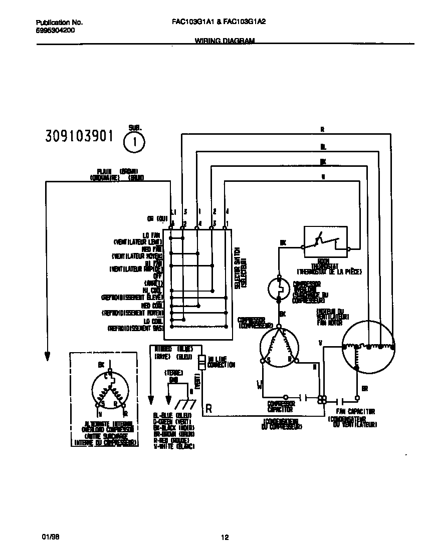 Frigidaire FAC103G1A2 wiring  diagram diagram