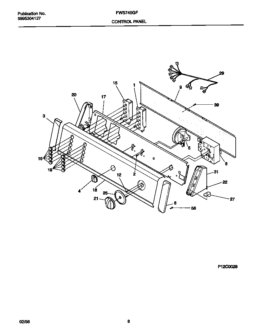Frigidaire FWS745GFT0 control  panel diagram