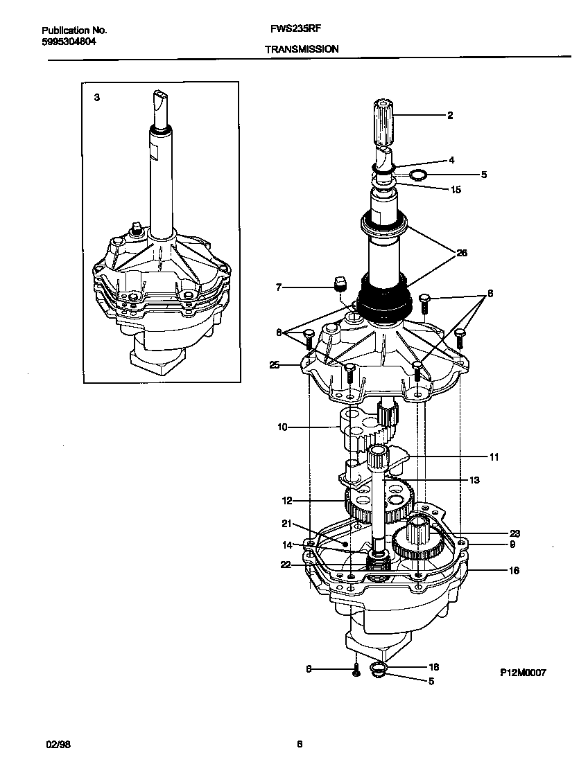 Frigidaire FWS235RFT0 transmission diagram