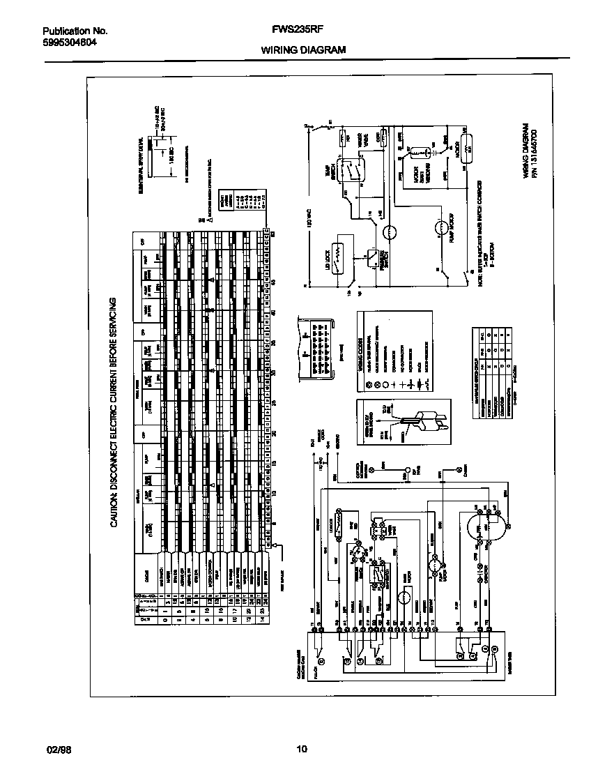 Frigidaire FWS235RFT0 wiring diagram diagram