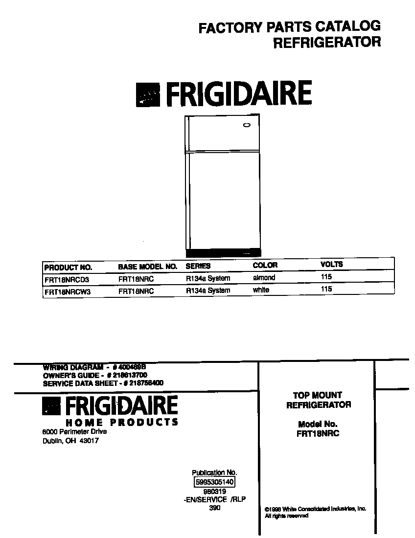 Frigidaire FRT18NRCD3 cover diagram