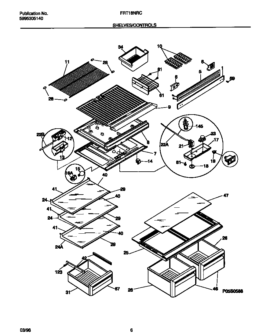 Frigidaire FRT18NRCD3 shelves diagram
