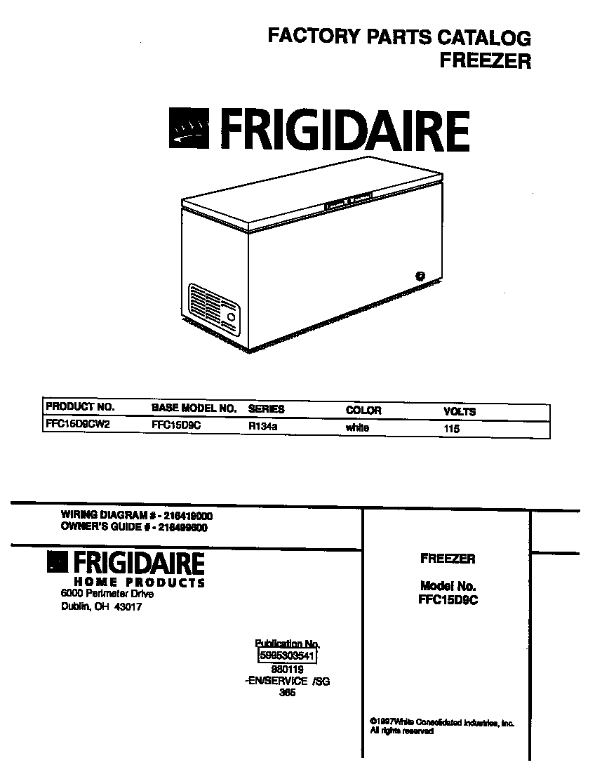 Frigidaire FFC15D9CW2 cover diagram