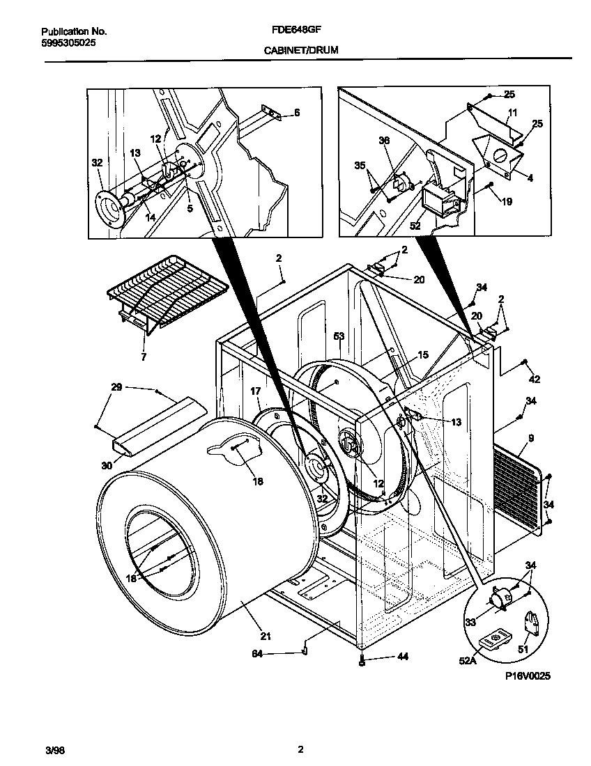 Frigidaire FDE648GFT0 cabinet/drum diagram