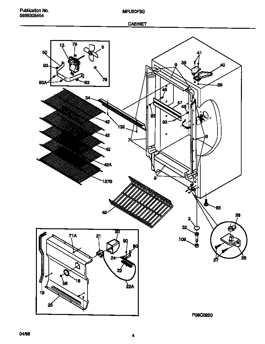 Universal/Multiflex (Frigidaire) MFU20F3GW0 cabinet diagram