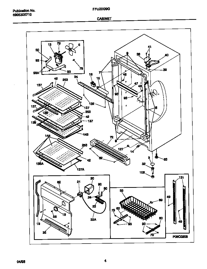 Frigidaire FFU20G9GW1 cabinet diagram