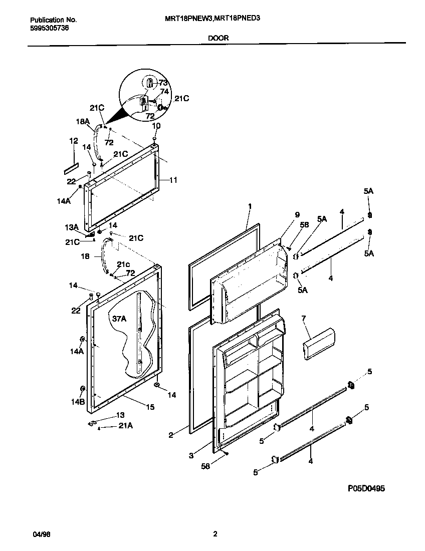 Universal/Multiflex (Frigidaire) MRT18PNEW3 door diagram