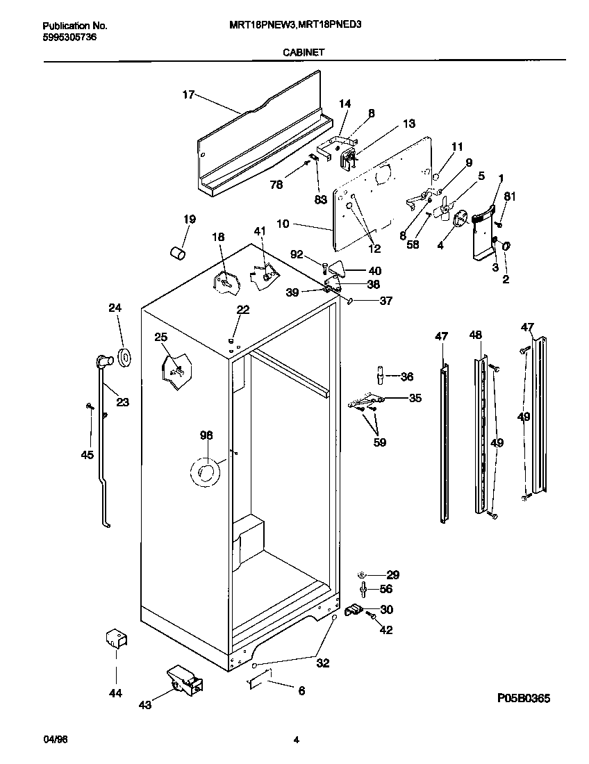 Universal/Multiflex (Frigidaire) MRT18PNEW3 cabinet diagram