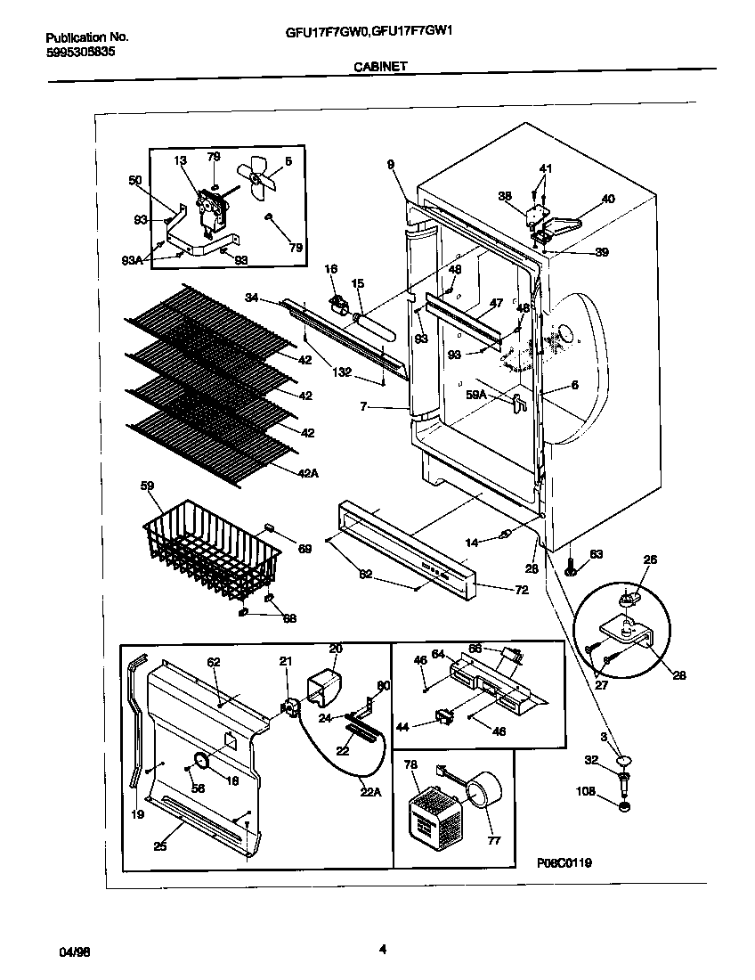 Gibson GFU17F7GW0 cabinet diagram