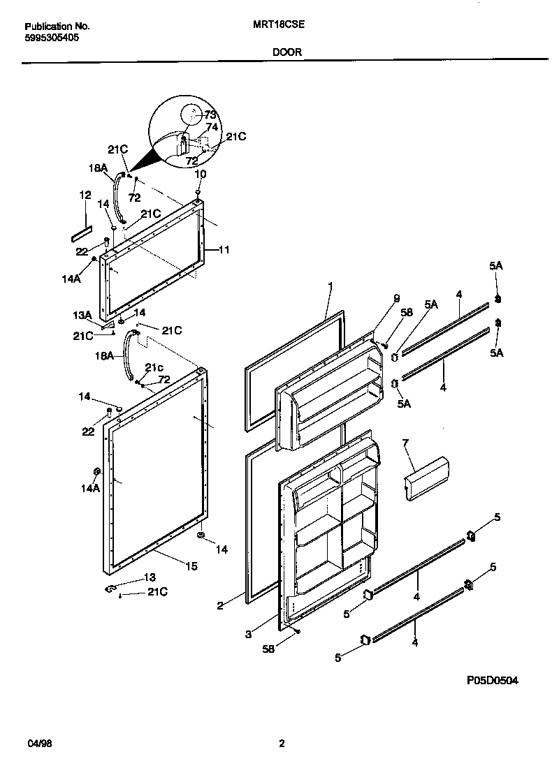 Universal/Multiflex (Frigidaire) MRT18CSEY3 doors diagram