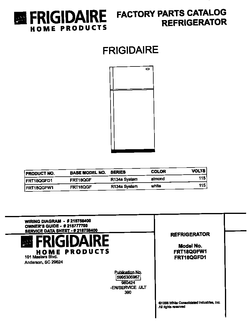 Frigidaire FRT18QGFD1 cover diagram