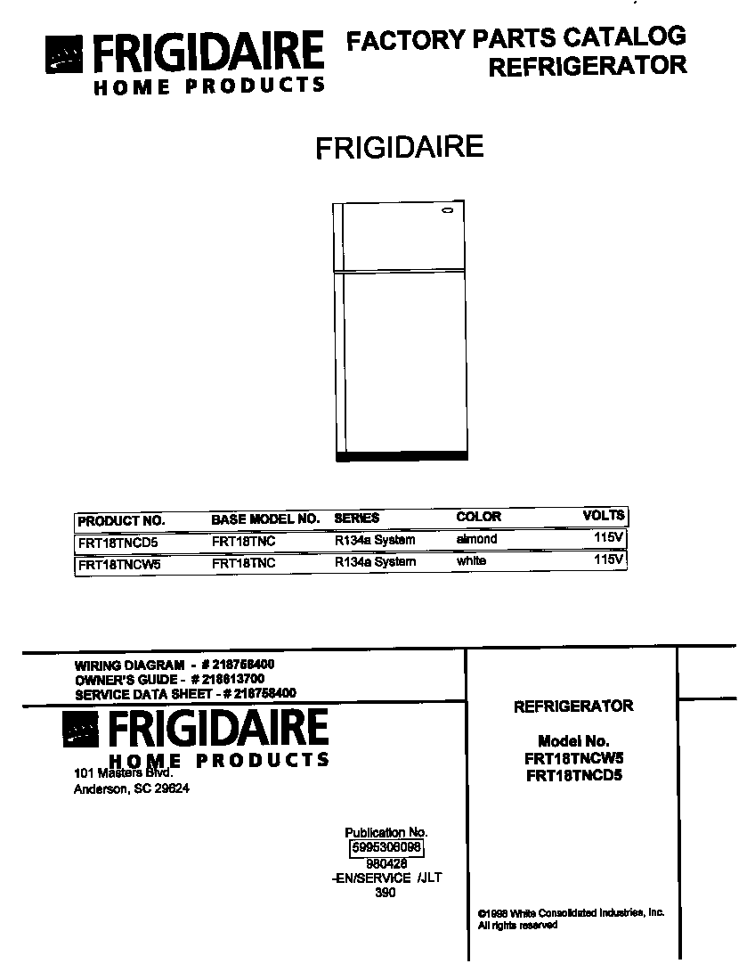 Frigidaire FRT18TNCD5 cover diagram