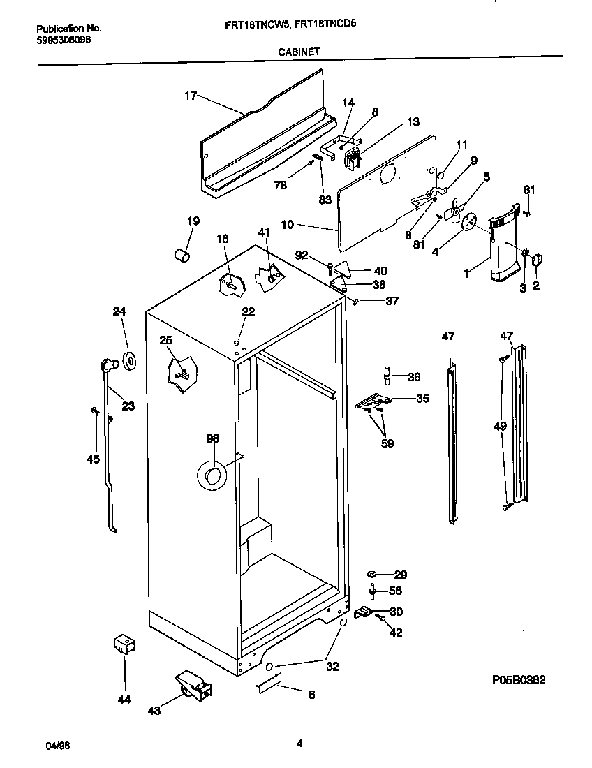 Frigidaire FRT18TNCD5 cabinet diagram