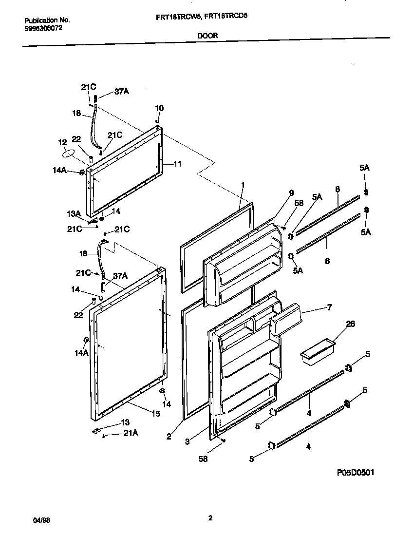 Frigidaire FRT18TRCW5 doors diagram