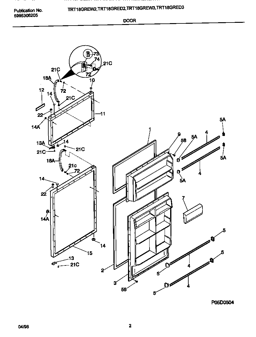 Tappan TRT18GREW3 doors diagram