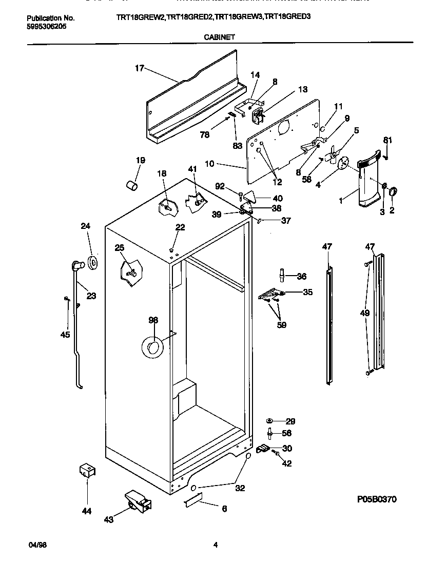 Tappan TRT18GREW3 cabinet diagram
