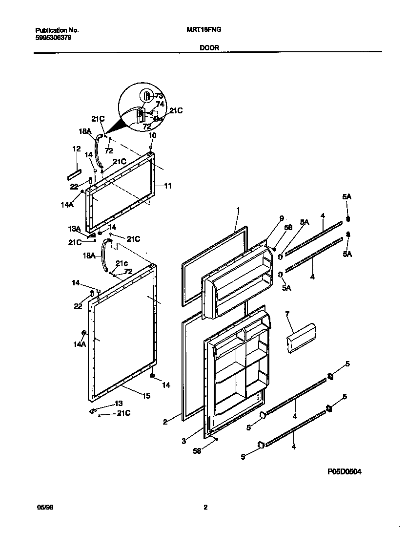 Universal/Multiflex (Frigidaire) MRT18FNGZ0 doors diagram