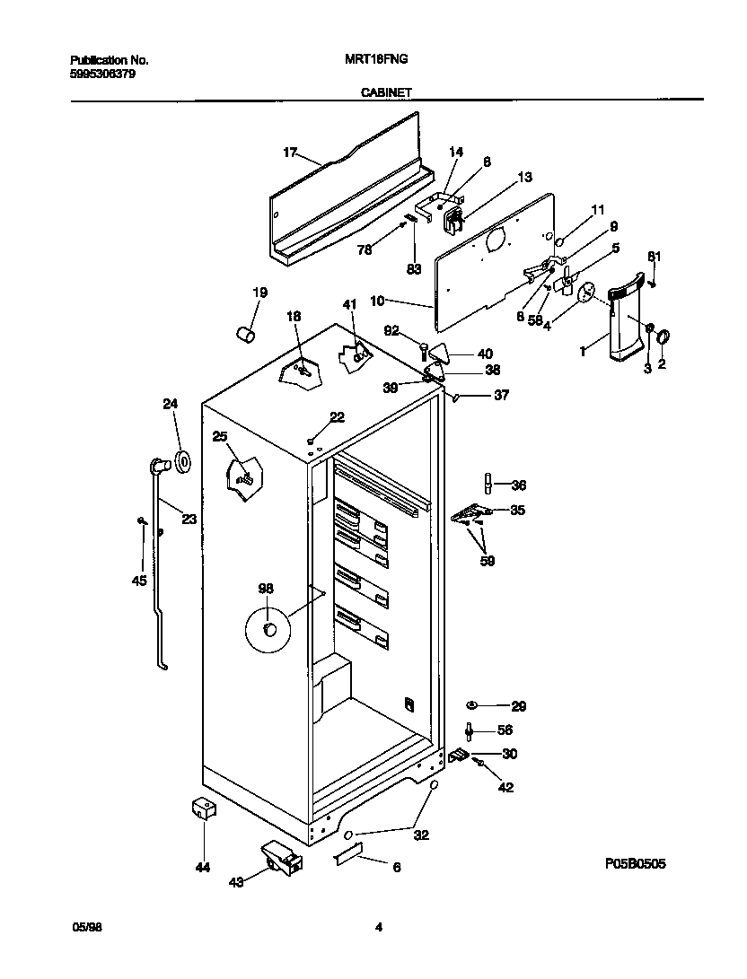 Universal/Multiflex (Frigidaire) MRT18FNGZ0 cabinet diagram