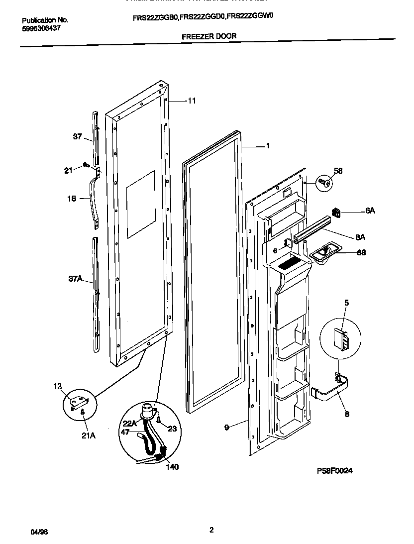 Frigidaire FRS22ZGGW0 frzr door diagram