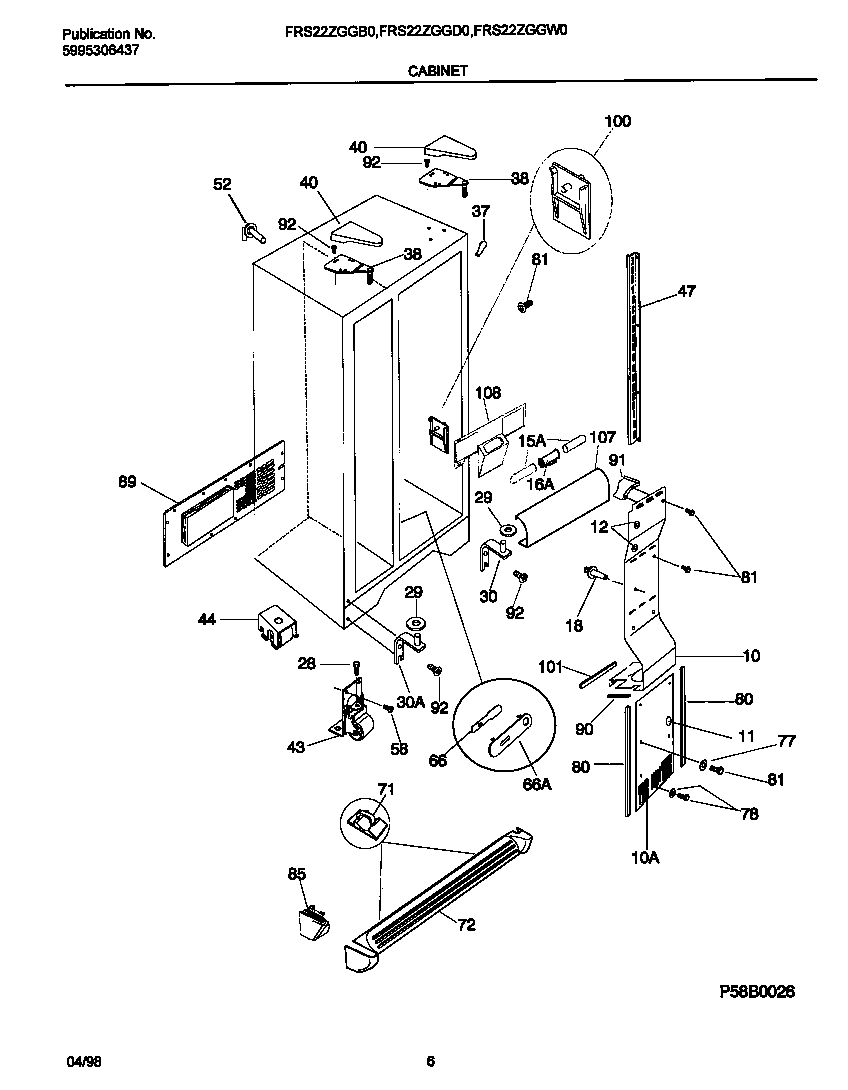Frigidaire FRS22ZGGW0 cabinet diagram